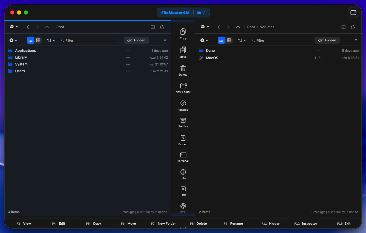 Dual-pane main window in Glass Mode